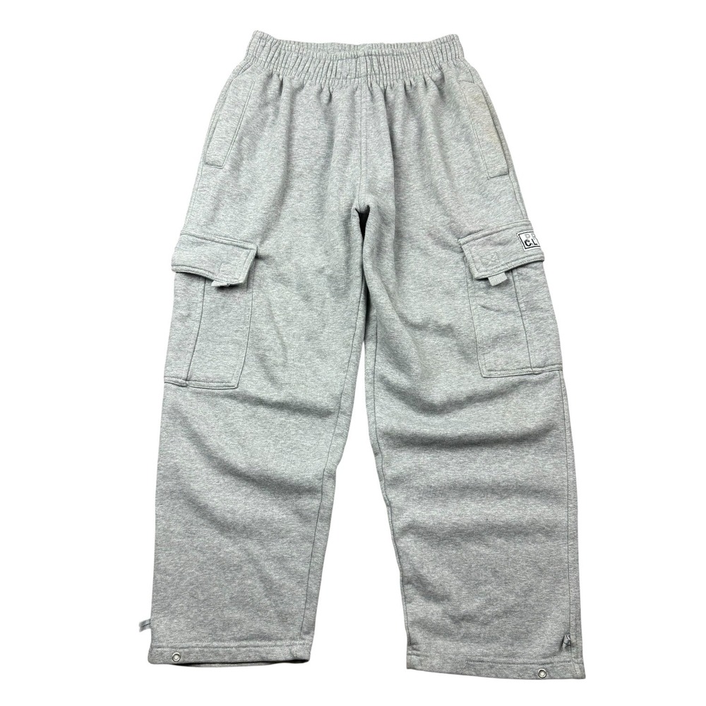 Y2K Pro Club Heavyweight Cargo Sweatpants Men Medium Gray Baggy Loose Workout